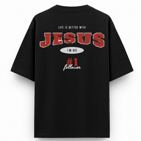 #1 Follower | Black Unisex Oversized Christian T-Shirt | Faith Store India
