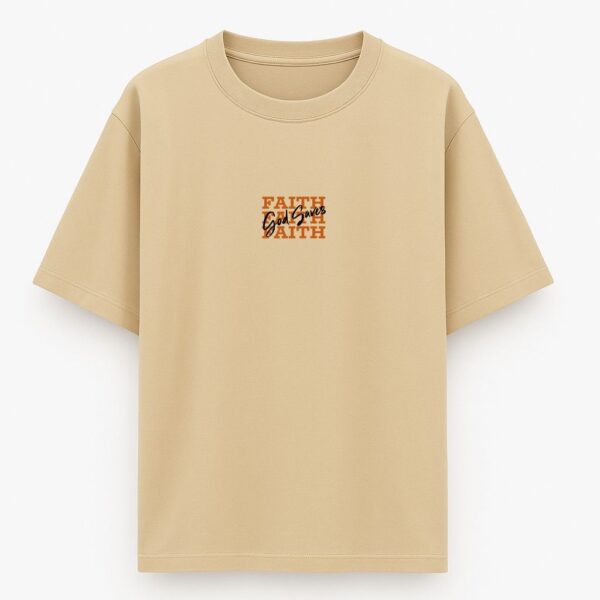 Faith God Saves | Beige Unisex Oversized Christian T-Shirt | Faith Store India - Image 2