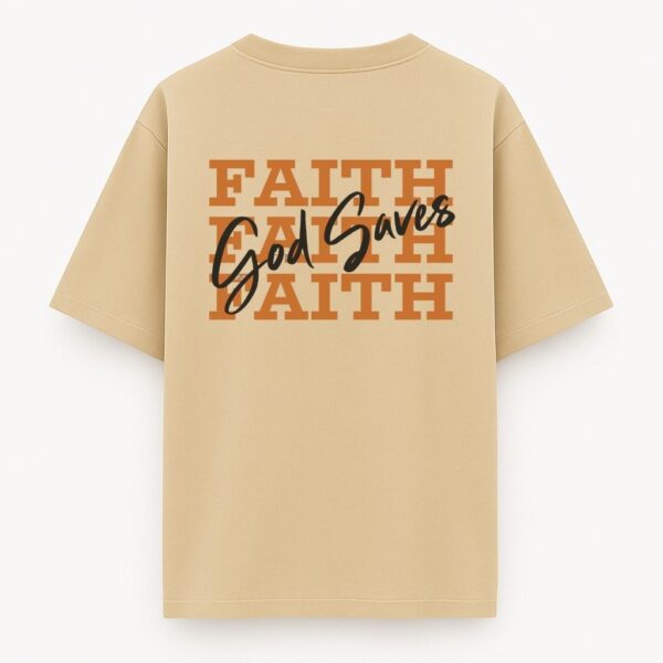 Faith God Saves | Beige Unisex Oversized Christian T-Shirt | Faith Store India