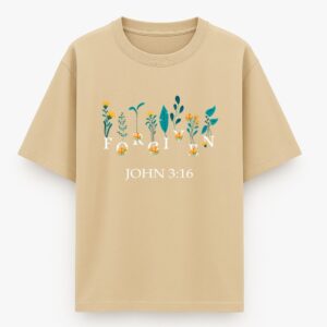 Forgiven | Beige Unisex Oversized Christian T-Shirt | Faith Store India