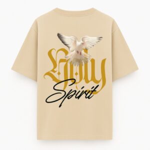 Holy Spirit | Beige Unisex Oversized Christian T-Shirt | Faith Store India