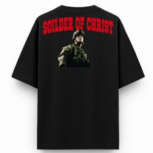 Soilder of Christ | Black Unisex Oversized Christian T-Shirt | Faith Store India