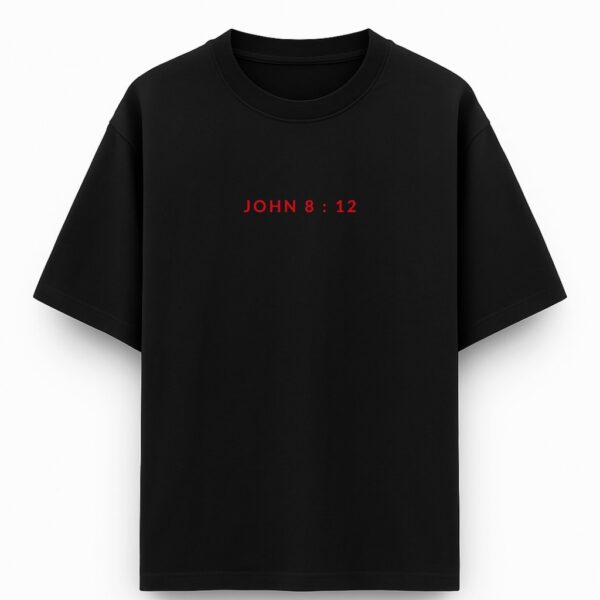 John 8:12 | Black Unisex Oversized Christian T-Shirt | Faith Store India - Image 2