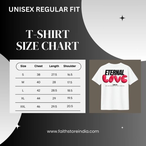 Eternal Love – 1 John 4:19 | Christian T-Shirt | White Unisex Regular Fit T-Shirt - Image 3