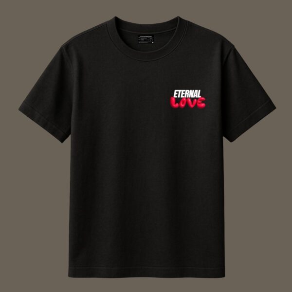 Eternal Love – 1 John 4:19 | Christian T-Shirt | Black Unisex Regular Fit T-Shirt - Image 2
