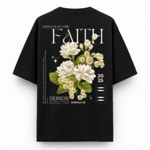 Faith Floral | Black Unisex Oversized Christian T-Shirt | Faith Store India