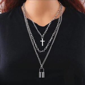 Three Layer Lock & Cross Chain | Stainless Steel | Women | Faith Store India