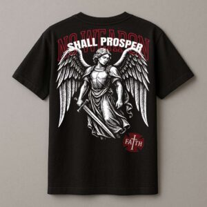 No Weapon Shall Prosper Christian T-Shirt | Black Unisex Tee – Faith Store IndiaNo Weapon Shall Prosper Christian T-Shirt | Black Unisex Tee – Faith Store India