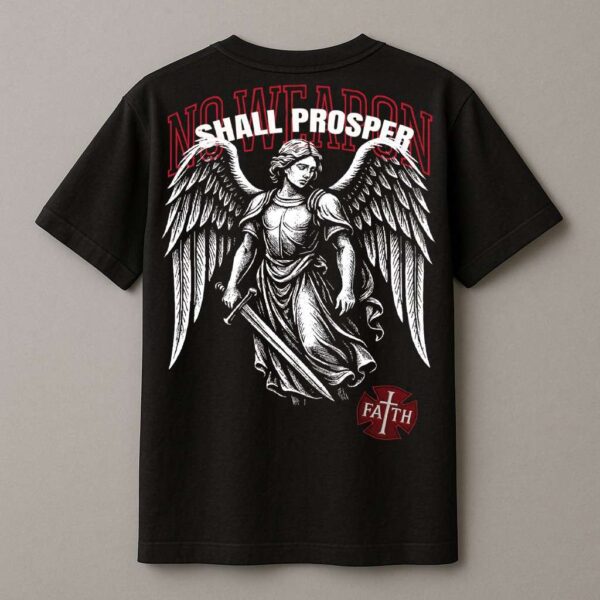 No Weapon Shall Prosper Christian T-Shirt | Black Unisex Tee – Faith Store IndiaNo Weapon Shall Prosper Christian T-Shirt | Black Unisex Tee – Faith Store India