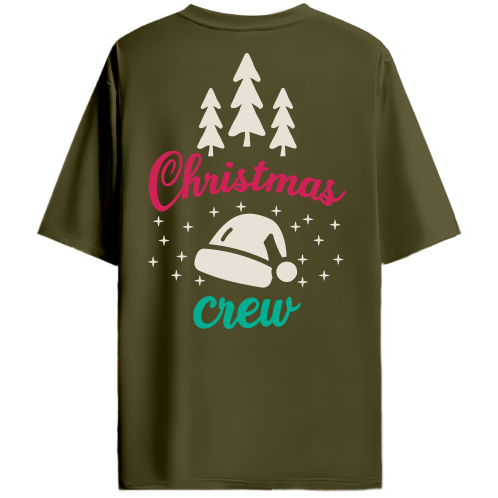 Christmas Crew | Olive Oversized Unisex T-Shirt