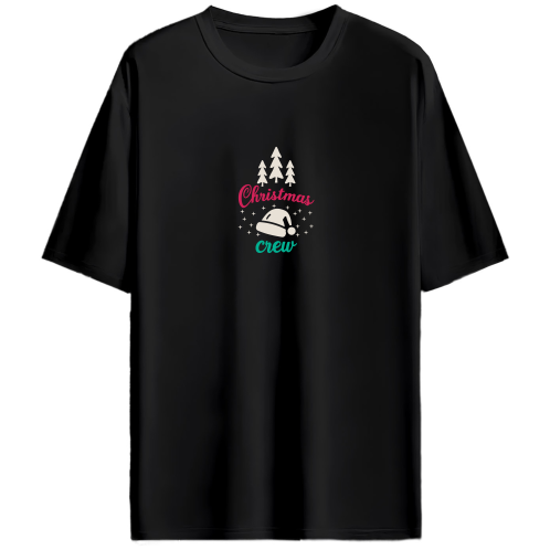 Christmas Crew | Black Oversized Unisex T-Shirt - Image 2