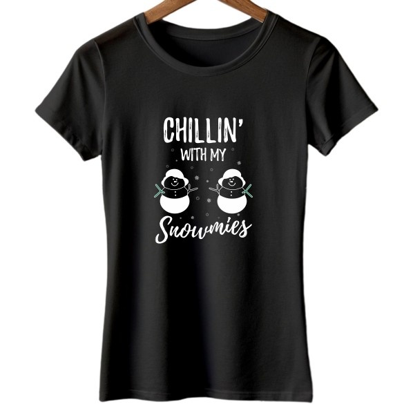 Chillin With My Snowmies | Women/Girls | Black Christian T-Shirt