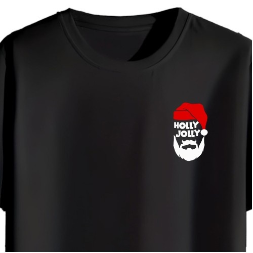 Holly Jolly | Black Regular Fit Men's T-Shirt - Image 2